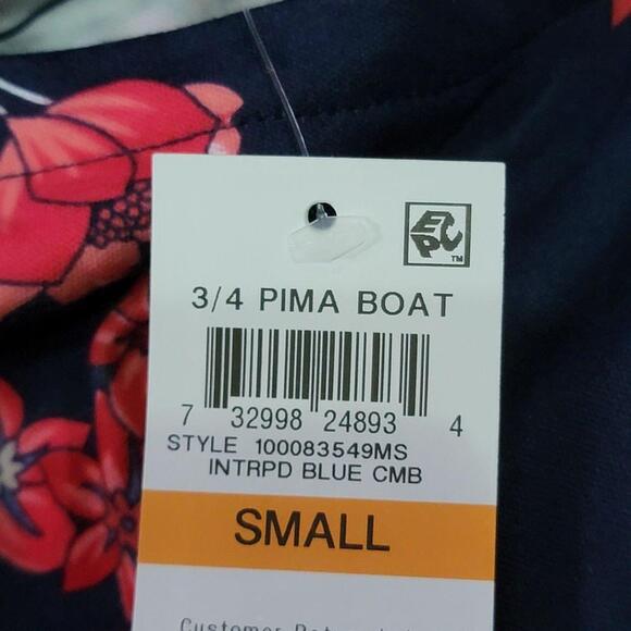 Charter Club Pima Cotton Floral-Print Top Intrepid Blue Combo S - Picture 3 of 3